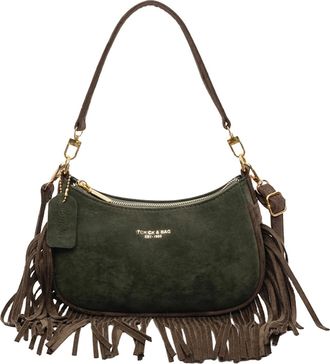 Generic Women Faux Suede Retro Crossbody Bag with Tassel Stylish Armpit Bag Adjustable Strap Trendy Shoulder Bag Travel Date Work Handbag