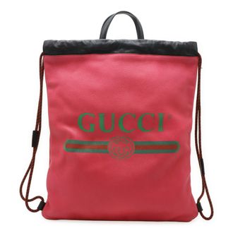 Gucci Green Pink Red Color Leather Backpack Tote Bag (Pre-Owned)