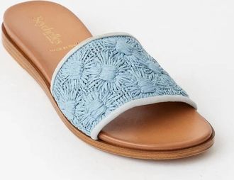 Seychelles Womens Dakota Flower Raffia Slides In Blue