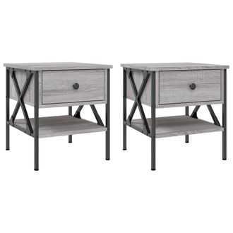 vidaXL Vidaxl - Mesita De Noche 2 Uds Madera Ingenier&iacute;a Gris Sonoma 40x42x45 Cm