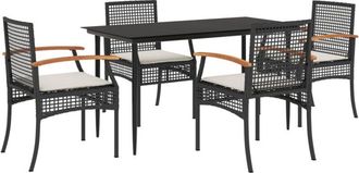 vidaXL Set De Muebles Jard&iacute;n 5 Pzas Con Cojines Rat&aacute;n Sint&eacute;tico Negro Vidaxl