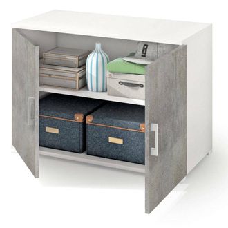 Dmora Armario Multiusos Darc, Mueble Lineal De 2 Puertas Batientes Con Balda, Muebles De Entrada, Zapatero Moderno, 100% Made In Italy, 90x45h66 Cm, Cemento
