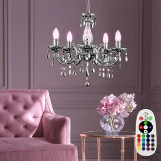 Globo Lighting Lampadario Dimmerabile Con Telecomando Lampada A Sospensione A Led Lampada Da Tavolo Da Pranzo Lampada A Sospensione Soggiorno, Cambia Colore Rgb, 5x 