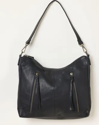 Fat Face FatFace Polly Black Leather Crossbody Bag
