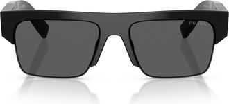 Prada 0pr D12su Bold Rectangular Black Acetate Sunglasses