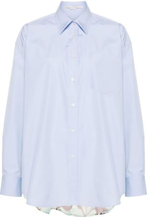 Stella McCartney straight-point collar panelled shirt - women - Cotton/Silk - 38 - Blue