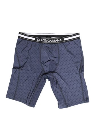 Dolce & Gabbana Dark Blue Polka Dots Men Bike Shorts Underwear Nylon Elastane