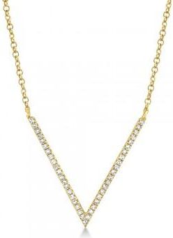 Allurez Diamond Pave V Pendant Necklace 14k Yellow Gold (0.12ct)