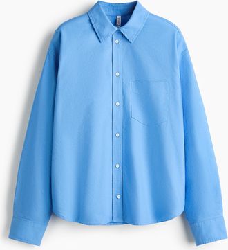 H&M Oversized Popelinebluse - Blue