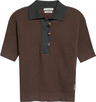 J.W.Anderson Cotton & Cashmere Blend Polo Sweater in Military Green at Nordstrom, Size X-Small