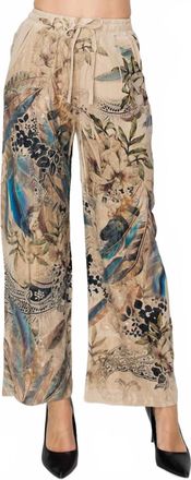 Origami Jewellery Relaxed Lace Patchwork Pants With Elastic Drawstring In Beige Multi