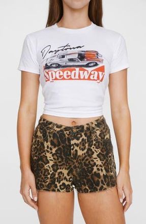 NASTY GAL Leopard Print Denim Cutoff Shorts at Nordstrom Rack, Size 0