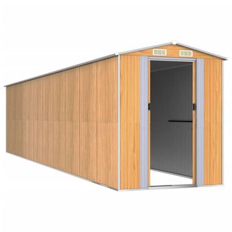 Berkfield Home Garden Shed Light Brown 192x855x223 cm Galvanised Steel | Size: 192 x 855 x 223 cm