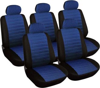 Woltu 5x Fundas De Asiento Para Coche Universal Delantero Y Traseros Cubierta Para Asiento Autom&oacute;vil Sin Bolsa De Aire Poli&eacute;ster Azul - Woltu