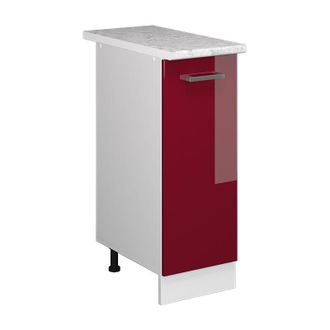 Vicco Mueble Bajo Universal R-line, Rojo Burdeos Alto Brillo, 30 Cm Con Puerta, Con Encimera Vicco