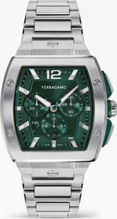 Ferragamo F-80 Chronograph Quartz Green Dial Mens Watch SFKE00824