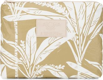 Aloha Collection Mid Ti Leaf Water Resistant Tyvek Zip Pouch in Latte at Nordstrom