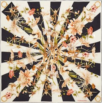 Ferragamo Gaia-print silk scarf - Black
