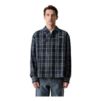 Daily Paper Clothing Chenille Script LS Shirt - Heren - Casual Overhemden - Blauw - XL - Katoen - Overhemden