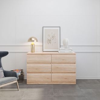 Seconique Malvern 6 Drawer Chest in Light Oak