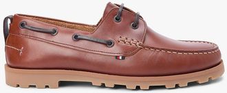 Tommy Hilfiger Mens Cleated Lightweight Leather Boat Shoe - Red - US 11.5 / EU 45