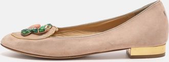 Charlotte Olympia Beige Suede Birthday Zodiac Cancer Ballet Flats