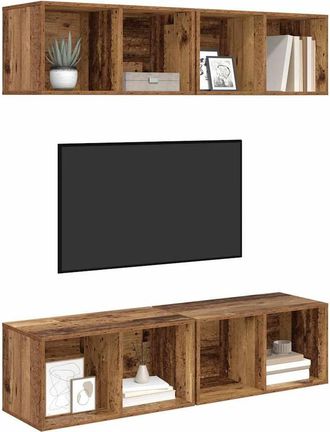 Berkfield Home Wall TV Cabinet 4 pcs Old wood 37 x 37 x 72 cm Engineered wood in Brown