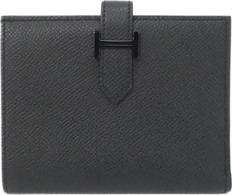 Herm&egrave;s Black Epsom Leather Wallet (Bi-Fold) (Pre-Owned)