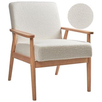Beliani Beliani - Sill&oacute;n Retro De Sal&oacute;n Tapicer&iacute;a Boucl&eacute; Estructura De Madera Clara Blanco Roto Esrum