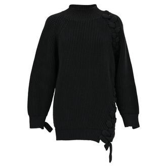 Victoria Beckham Oversized Chunky Knit Sweater in Black Cotton