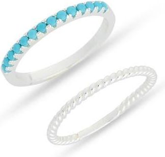 Argento Vivo Set of 2 Semiprecious Stone Stackable Rings in Silver at Nordstrom Rack, Size 9