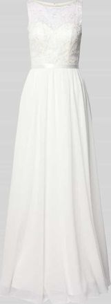Luxuar Luxuar Abendkleid mit Spitze und Taillenband in Offwhite, Gr&ouml;&szlig;e 34