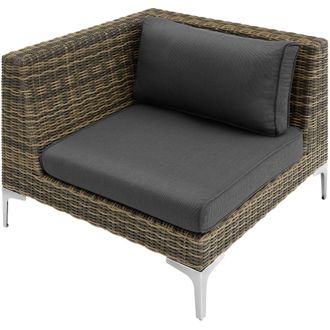 TecTake Villanova Modular Rat Set, Aluminum, Right Corner in Dark Grey | Size: 1 Seater