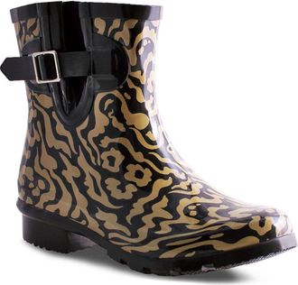Nomad Droplet Patterned Waterproof Rain Boot in Black/tan Animal at Nordstrom Rack, Size 7