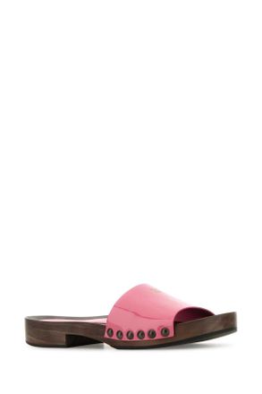 Miu Miu Womens Fuchsia Leather Clogs Begonia Sandali Sandal