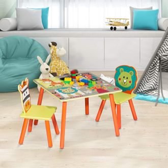 Woltu 3 Uds. Grupo De Asientos Para Ni&ntilde;os Mesa Y 2 Sillas Muebles Animales Del Bosque Juegos De Mesa Y Sillas En Edad Preescolar Muebles Para Ni&ntilde;os - Woltu