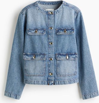 H&M Kragenlose Jeansjacke - Blue
