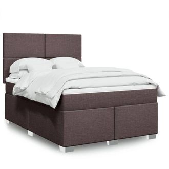 vidaXL Vidaxl - Cama Box Spring Con Colch&oacute;n Tela Marr&oacute;n Oscuro 140x200 Cm
