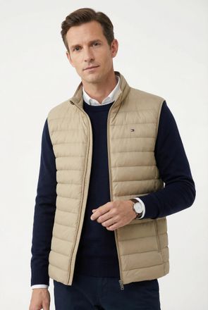 Tommy Hilfiger Steppweste TOMMY HILFIGER PACKABLE RECYCLED VEST, Herren, Gr. XXL, coastal taupe, Web, Obermaterial: 100% Polyamid, normal h&uuml;ftlang, Westen Steppweste