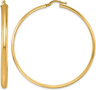 Diamond2Deal 14K Yellow Gold Polished 3.8x54.5mm Round Hoop Earrings