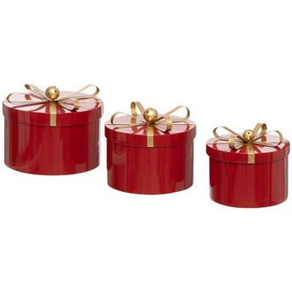 F&eacute;&eacute;ric Lights & Christmas Cajas Redondas De Metal Rojo X3 - Atmosphera Cr&eacute;ateur DInt&eacute;rieur