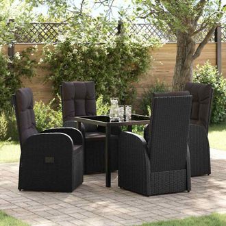 vidaXL Conjunto De Comedor De Jard&iacute;n 5 Pcs Negro Rat&aacute;n Sint&eacute;tico Vidaxl
