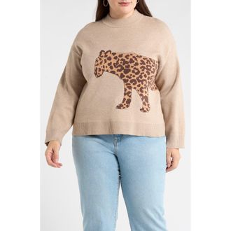 Sugarlips Jazara Leopard Sweater in Oatmeal at Nordstrom, Size 2X