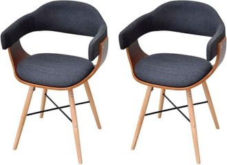 vidaXL Vidaxl - Sillas de comedor 2 unidades madera curvada y tela gris oscuro