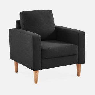 Sweeek Sill&oacute;n Estilo Escandinavo Con Patas De Madera, Bjorn, Gris Jaspeado, 78x77x70 Cm