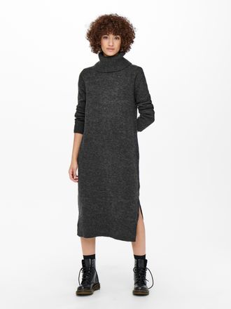 Only Strickkleid ONLY ONLBRANDIE L/S ROLL NECK DRESS, Damen, Gr. XS (34), N-Gr, grau (dunkelgrau melange), Strick, Obermaterial: 81% Polyacryl, 19% Polyest
