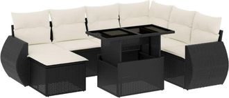 vidaXL Set De Sof&aacute;s De Jard&iacute;n 8 Piezas Y Cojines Rat&aacute;n Sint&eacute;tico Negro Vidaxl