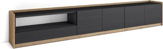 Skraut Home Skraut Home - Mueble Tv, Televisi&oacute;n, 310x37x50cm, Para Tv Hasta 80, Negro Y Roble
