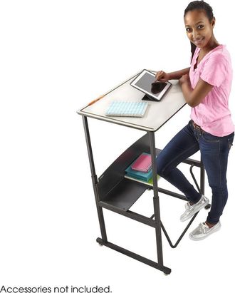 Safco AlphaBetter Height-Adjustable Desk, 36 x 24, Premium or Dry Erase Top - Gray