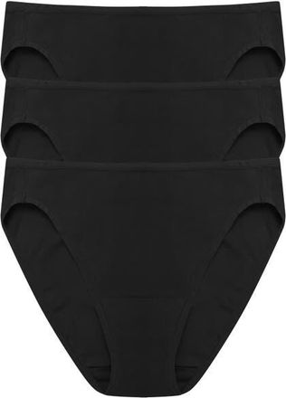 Natori Bliss Bare Cotton Bikini 3-Pack in Black at Nordstrom, Size Xx-Large